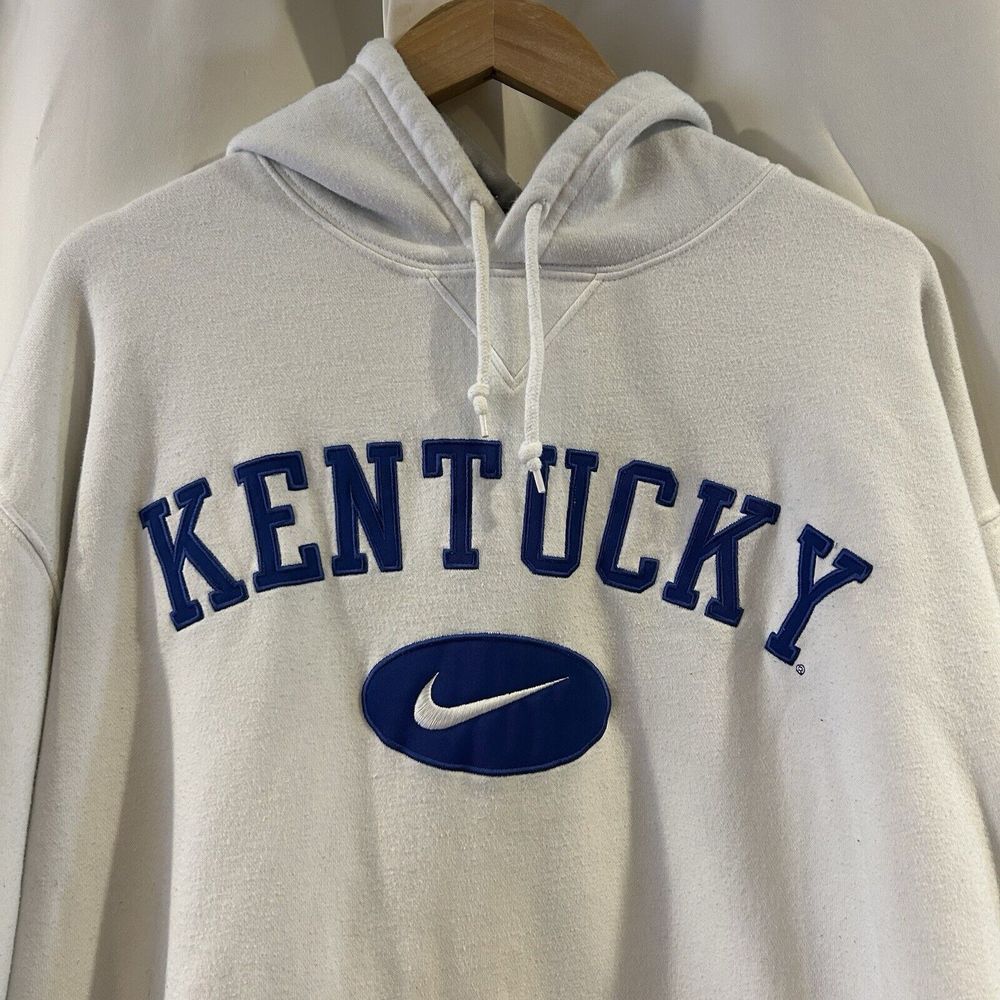 Nike‎ University Kentucky Hoodie Sweater Center Swoosh White Mens XL - Picture 3 of 8